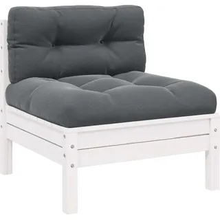 vidaXL 2-Sitzer-Gartensofa mit Kissen Weiß Massivholz Kiefer - Weiß