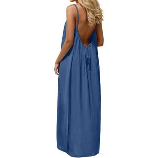 Sommerkleid Damen Leicht und Luftig Lang Sommerkleider Sommer Sexy Rückenfreies Kleid Neckholder Kleider Boho Maxikleid Strandkleider Freizeitkleider Summer Dresses for Women