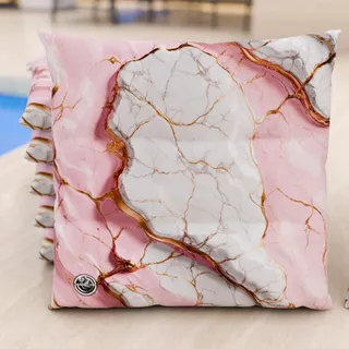 PETTI Artigiani Italiani - Sitzkissen für Küchenstühle, 6er-Set, Marmoreffekt, Rosa, 40 x 40 cm, quadratische Stuhlhussen für Esszimmer aus Mikrofaser mit Digitaldruck und Bändern, 100% Made in Italy