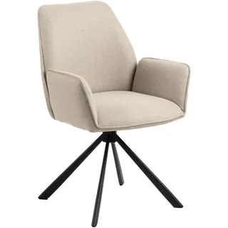 Mid.you Armlehnstuhl , Beige , Textil , Füllung: Polyurethan (Pur) , Sternfuß , 61x88.5x63 cm , Sitzfläche 360° drehbar , Esszimmer, Stühle, Polsterstühle