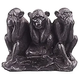 danila-souvenirs Stein Statue Figur - DREI weise Affen - sehen, hören, sprechen Nichts Böses 11 cm