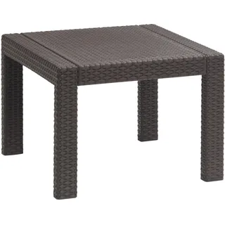 Allibert by Keter Victoria Gartentisch, braun, 59x59x43cm, Kunststoff in flacher Rattanoptik, wetterfest, UV-beständig