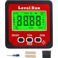 Digital LCD Winkelmesser mit Magnetfuß, IP54 Wasserdicht Neigungsmesser Bevel Box, Level Box Winkelmessgerät Inklinometer (Batterie enthalten)