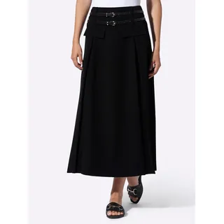 A-Linien-Rock HEINE, Damen, Gr. 40, schwarz, 75% Polyester, 21% Viskose, 4% Elasthan, unifarben, lang, Röcke A-Linien-Rock