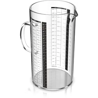 Arendo - Messbecher Glas 2 Liter - 2000 ml Glasmessbecher – Borosilikatglas – für Mehl Zucker Gewürze Flüssigkeiten Süßigkeiten – 2l Glasbehälter - lebensmittelecht