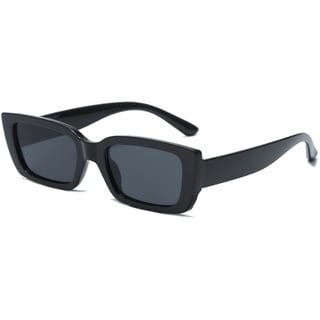 YAMEIZE Vintage Sonnenbrille Eckig Retro Schatten Katzenauge UV Schutz für Frauen Schwarz Grau