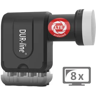 Dur-Line +Ultra Octo LNB - 8 Teilnehmer schwarz - mit LTE-Filter, 8-Fach, digital mit Wetterschutz, Full HD, 4K,Premium-Qualität