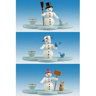 Kerzenständer Kerzenleuchter Kerzenhalter Schneemann 3-teilig Höhe ca 7,0 cm NEU