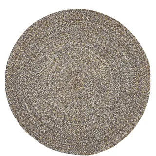 -luxor- living Teppich Varberg rund, Flachgewebe, Baumwolle, Boho & Ethno, Chevron-Muster, natürlicher Handwebteppich Wohnzimmerteppich, Farbe:Grau-Gelb, Größe:80 x 80 cm