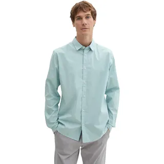 TOM TAILOR Herren Regular Fit Business Hemd mit Stretch, 30463 - Dusty Mint Blue, XL