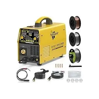 200A MIG MAG Schweißgerät, 6 In 1 Multiprozess Schutzgas Schweißgerät mit Flux Fülldraht/MAG/MIG Schutzgas Schweißgerät/MMA E-hand/Lift-WIG-Schweißen, Smartkühlung & Überhitzungsschutz