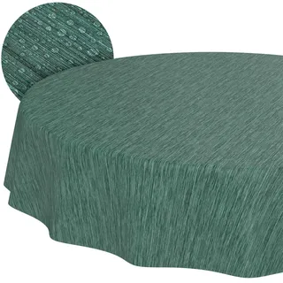 Tischdecke abwaschbar Wachstuch Wachstuchtischdecke Gartentischdecke Leinen-Optik Pflegeleicht Wasserabweisend 120 x 120 cm (Rund) Grün Schnittkante