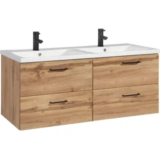 welltime Doppelwaschtisch »Trento, verschiedene Ausführungen und Farben« Badmöbel in Breite 120 cm, 2 Doppel-Waschbecken zur Auswahl, braun