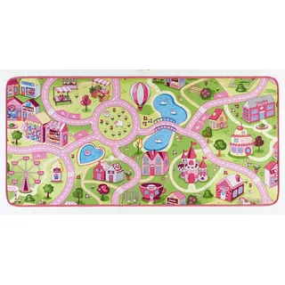 HANSE Home Kinderteppich "Sweettown" rechteckig 7 mm Höhe Kurzflor, Straßen-Spielteppich, Spielunterlage, Kinderzimmer, rosa