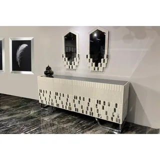 Sideboard 2x Spiegel Esszimmer Design Luxus Möbel Konsole Beige Kommode - Beige