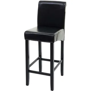 Mendler Barhocker HWC-C33, Barstuhl Tresenhocker, Holz MVG-zertifiziert ~ schwarz, dunkle Beine, Leder