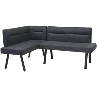 byLIVING Eckbank Montreal, Langer Schenkel rechts, Bezug in anthrazit, Gestell in schwarz, Ziernaht im Rücken, Taschenfederkern, Esszimmerbank, Küchenbank, Maße: 128 x 181, H 87, T 56 cm