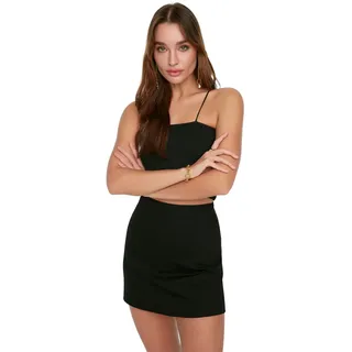Trendyol Damen Mini-Bleistiftrock, A-Linie, gewebter Rock, Schwarz, 34