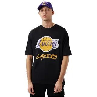 New Era Los Angeles Lakers Nba Script Mesh Kurzarm-t-shirt - Black / True Purple - S