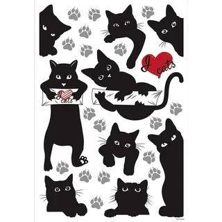 Katzen Küche, Wohnzimmer, Büro, Schlafzimmer Wandstickers, Wandtattoo, Decals von AG Design 42,5 x 65 cm | ASM 3466