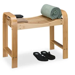 Relaxdays Badhocker , Hellbraun , Holz , 65x54x33 cm , Badezimmer