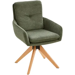 Livetastic Armlehnstuhl , Olivgrün , Holz, Metall, Textil , Eiche , massiv , Füllung: Schaumstoff , konisch , 59x91x64 cm , Holzmöbel, Sitzgelegenheiten Holz, Holzstühle