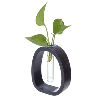 UNICRAFTALE Dunkelbraun Massivholz Vase Kleiner Schreibtisch Hydrokultur Pflanzenrahmen Glas Reagenzglas Vasen Dekorative Einzelblumenhalter Büro Und Zuhause Dekoration Für Garten Terrarium