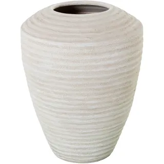 Bodenvase aus Keramik, Beige, Sand, gewellt, 30 x 30 x 40 cm
