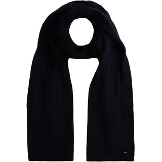 Tommy Hilfiger Damen Schal Flag Fluffy aus Rippstrick, Blau (Space Blue), Einheitsgröße