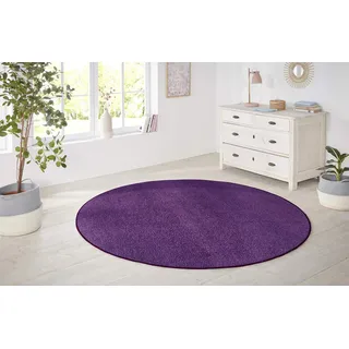 Hanse Home Nasty Teppich Rund – Wohnzimmerteppich Flauschiger Kurzflor Einfarbig Unifarben für Esszimmer, Wohnzimmer, Kinderzimmer, Flur, Schlafzimmer, Küche – Uni Violett, 133cm