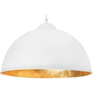 BELIANI Hängeleuchte Weiß und Gold Metall Halbkugel Industrie Look für Wohn- Schlaf- und Esszimmer - Weiß, Gold