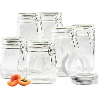 Mäser Einmachglas-Set Gothika , Glas , unbefüllt, auslaufsicher, luftdichter Verschluss, Bügelverschluss, lebensmittelecht , Küchenzubehör, Vorratsbehälter, Einmachgläser