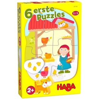 HABA 6 erste Puzzles Bauernhof, Puzzles für Kinder ab 2 Jahren, einfache Puzzles