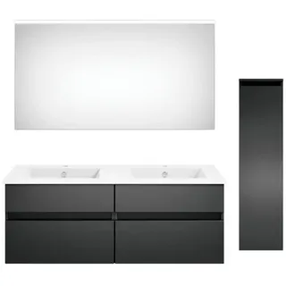 Puris Badezimmer , Grau, Dunkelgrau , Holzwerkstoff , 2 Schubladen , 150 cm , Goldenes M, Made in Germany , hängend , Badezimmer, Badmöbelsets & Badmöbelserien, Badmöbel-Sets