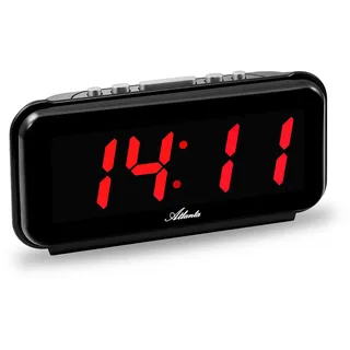 Atlanta Digitalwecker 2608-1, mit großer roter LED-Anzeige und Nachtdimmung - Schwarz, Rot