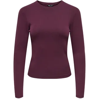 Longsleeve ONLY "Longsleeve ONLRILEY O-NECK TOP 1er Pack", Damen, Gr. S, rot (dunkelrot), Obermaterial: 96% Baumwolle CO. 4% Elasthan EL., Shirts Longsleeve