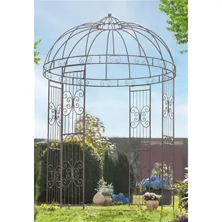 Metall Pavillon "Romance" in Antik Optik, Ø 2 m, Vintage Gartenpavillon, Rosenpavillon, Pergola, Rankpavillon - Braun