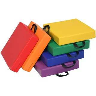 FANTASK 6er Set Kissen für Kinder, Wasserabweisende & verschleißfeste Kinder Sitzkissen, Sitzerhöhung Hauptkissen mit Griff für Kinderzimmer, Bunt