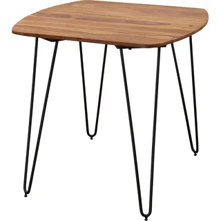 FineBuy Esszimmertisch Esstisch mit Metallbeinen Tisch Massivholz Holztisch - Braun