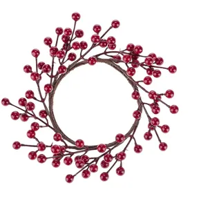 GLOREX 6 3805 503 - Dekokranz mit roten Beeren, ca. 23 x 23 x 3 cm großer Beerenkranz, geeignet als Tisch-, Wand- oder Türschmuck