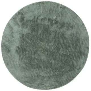 benuta Kunstfellteppich Furry Grün ø 200 cm rund , Kunststoff , Uni , Rund , 200x200 cm , Oeko-Tex® Standard 100 , pflegeleicht , Teppiche und Böden, Teppiche, Schaffelle & Kuhfelle