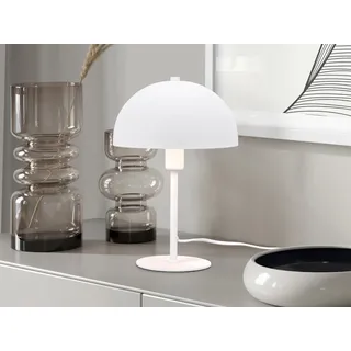 Kleine LED Tischleuchte dimmbare Wohnzimmer Pilzlampe 30cm Weiß mit Lampenschirm