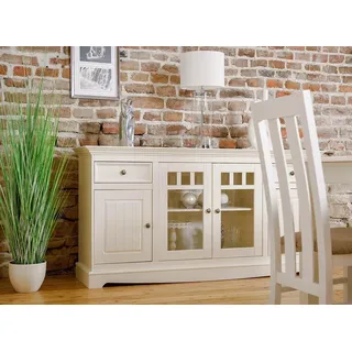 klassische Kommode Landhaus Sideboard Weiß Buffet Schrank Wohnzimmer Kommoden - Weiß