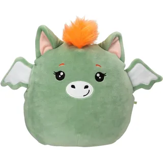 DEPESCHE Ylvi Swoppies - Kuscheltier Drache in Dunkelgrün, mit Leuchteffekt und kleinen Flügeln, ca. 20 cm großes Plüschtier