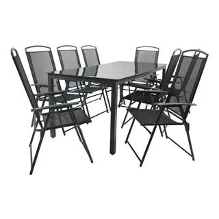 VCM Gartenmöbel 9er-Set ¦ schwarz ¦ Maße cm B. 190 H. 76