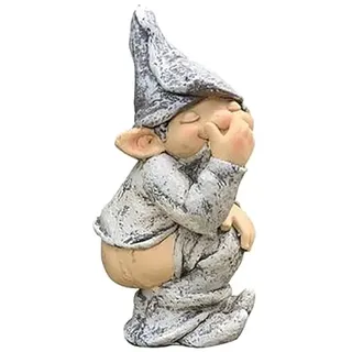 Baluue Lustige Gartenfigur aus Kunstharz Frecher Gartenzwerg als Wetterfeste Deko für Außenbereich Niedliche Gartendekoration für Garten und Terrasse