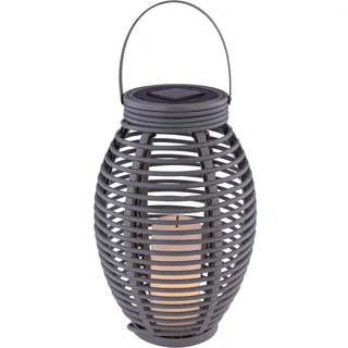 GLOBO LED Rattan Solarlaterne 35 cm grau