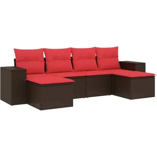 vidaXL Gartensofa-Set 6-tlg. Polyrattan braun