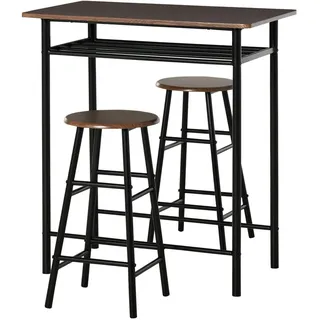 Homcom Bartisch Set mit 2 Barhockern 50 x 90 x 80 cm Schwarz