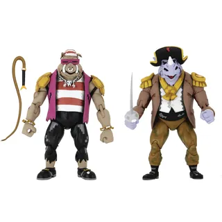 NECA - Figurine TMNT Tortues Ninja Turtles In Time - 2-Pack Pirate Rocksteady & Bebop 18cm - 0634482541760